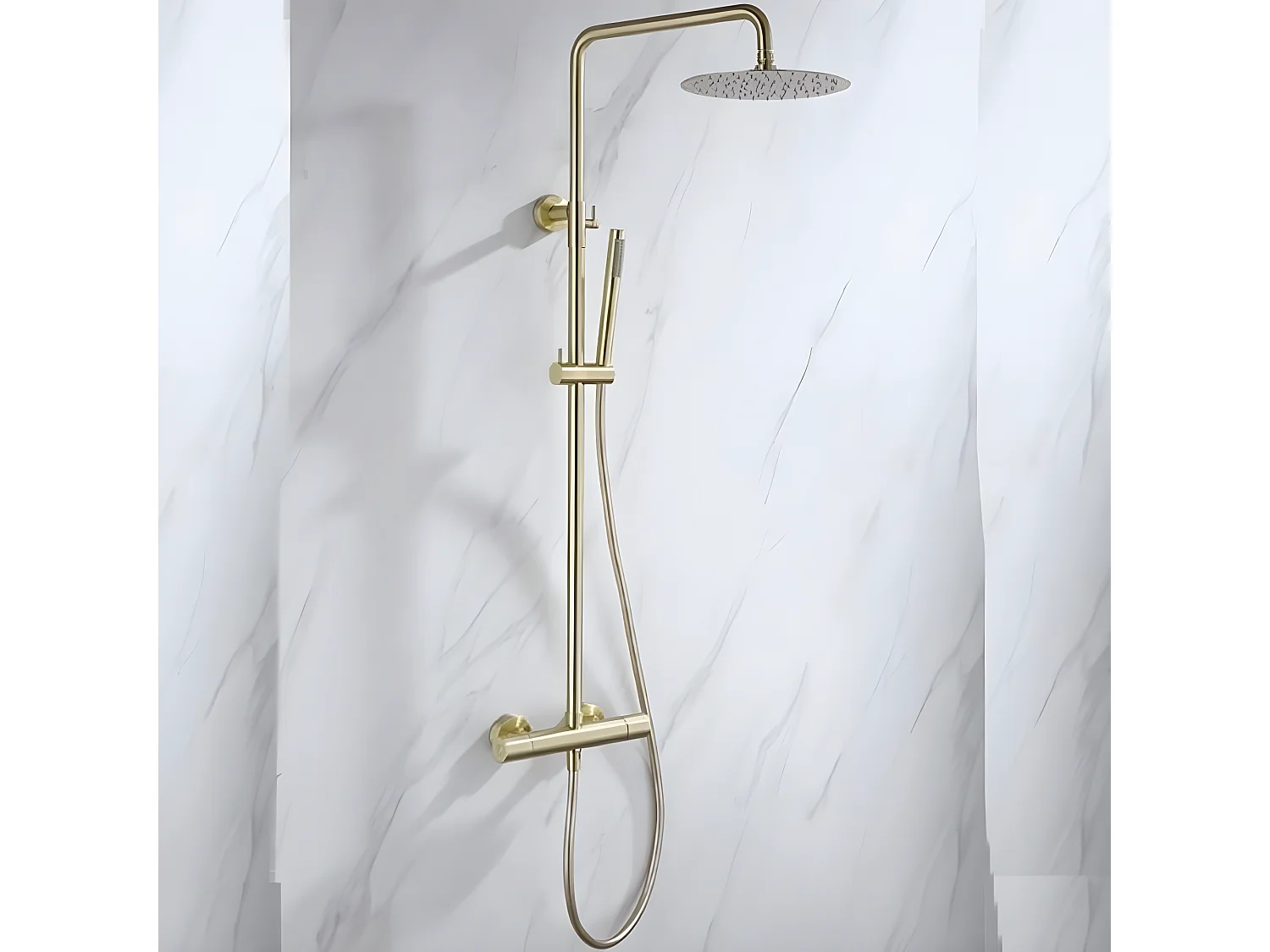 Columna de ducha termostática MANDA oro cepillado Dorado