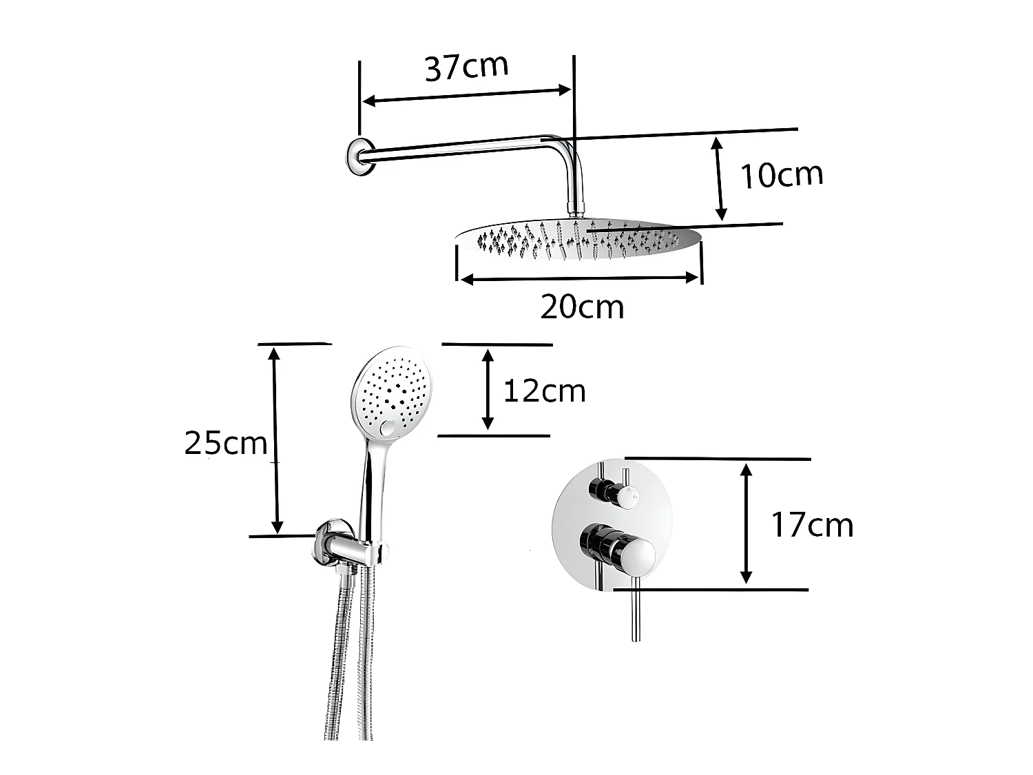 Kit de douche à encastrer LENA chromé