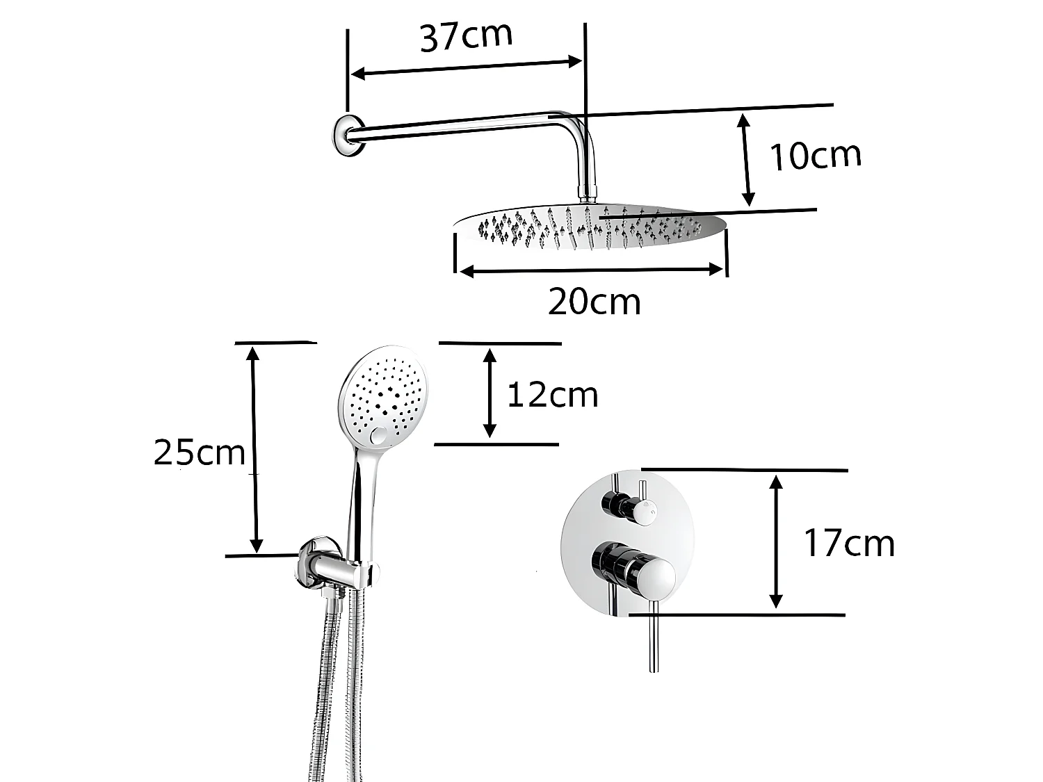 Kit de douche à encastrer LENA chromé
