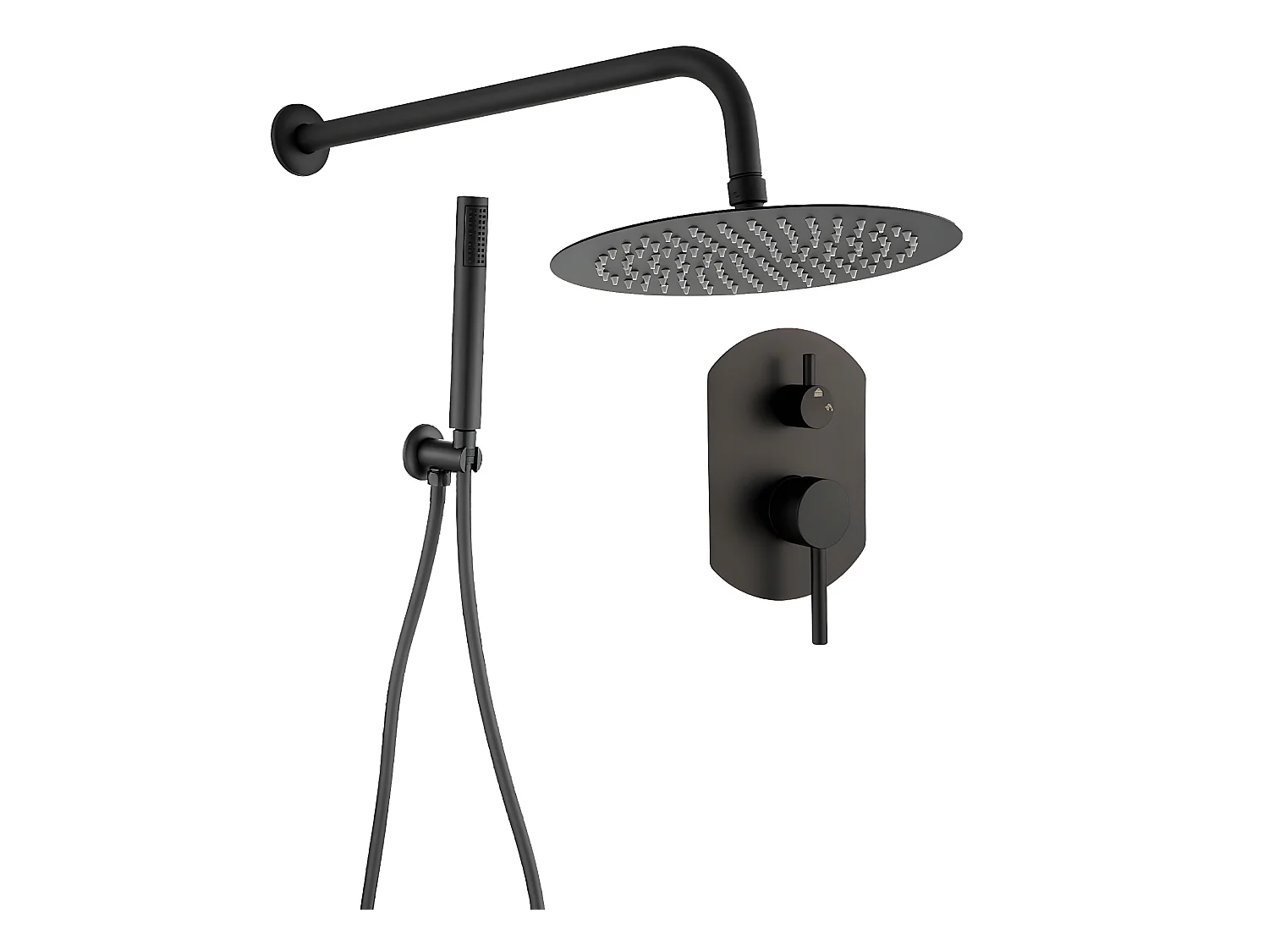 Conjunto de ducha empotrada monomando redonda NALA negra  Ø 20cm Negro