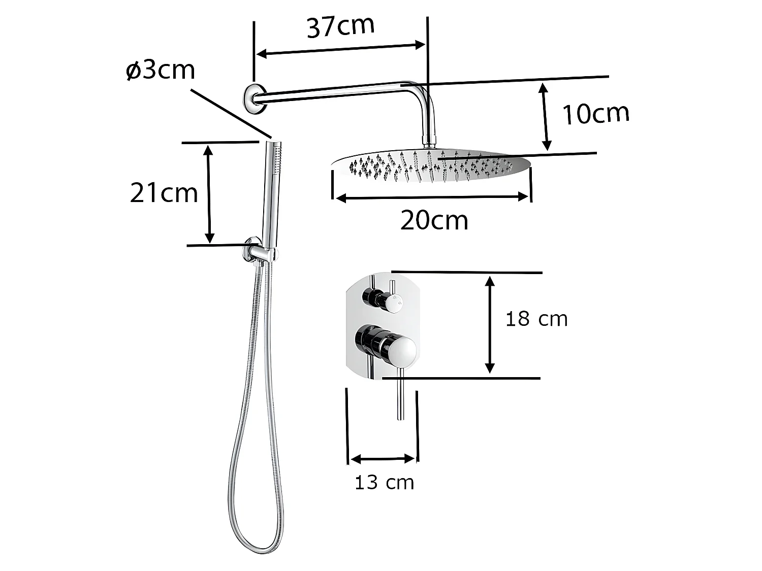 Kit de douche à encastrer NALA noir mat