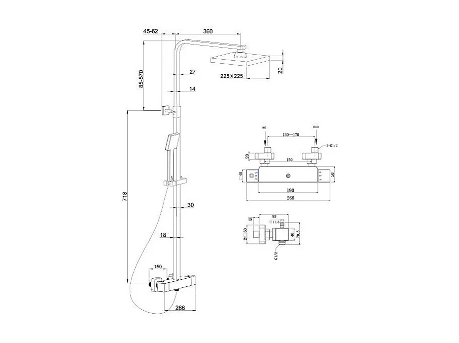 Colonne de douche thermostatique SENO avec technologie KeepCool®