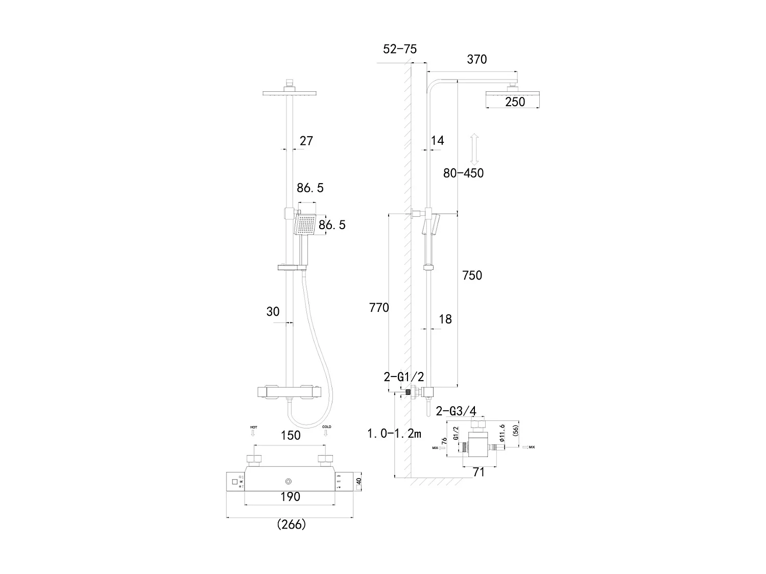 Colonne de douche thermostatique SENO avec technologie KeepCool®