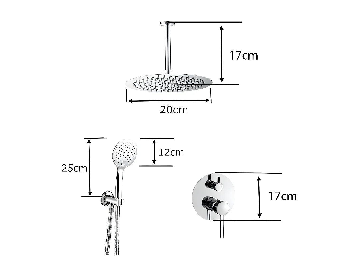 Kit de douche à encastrer AVA noir mat