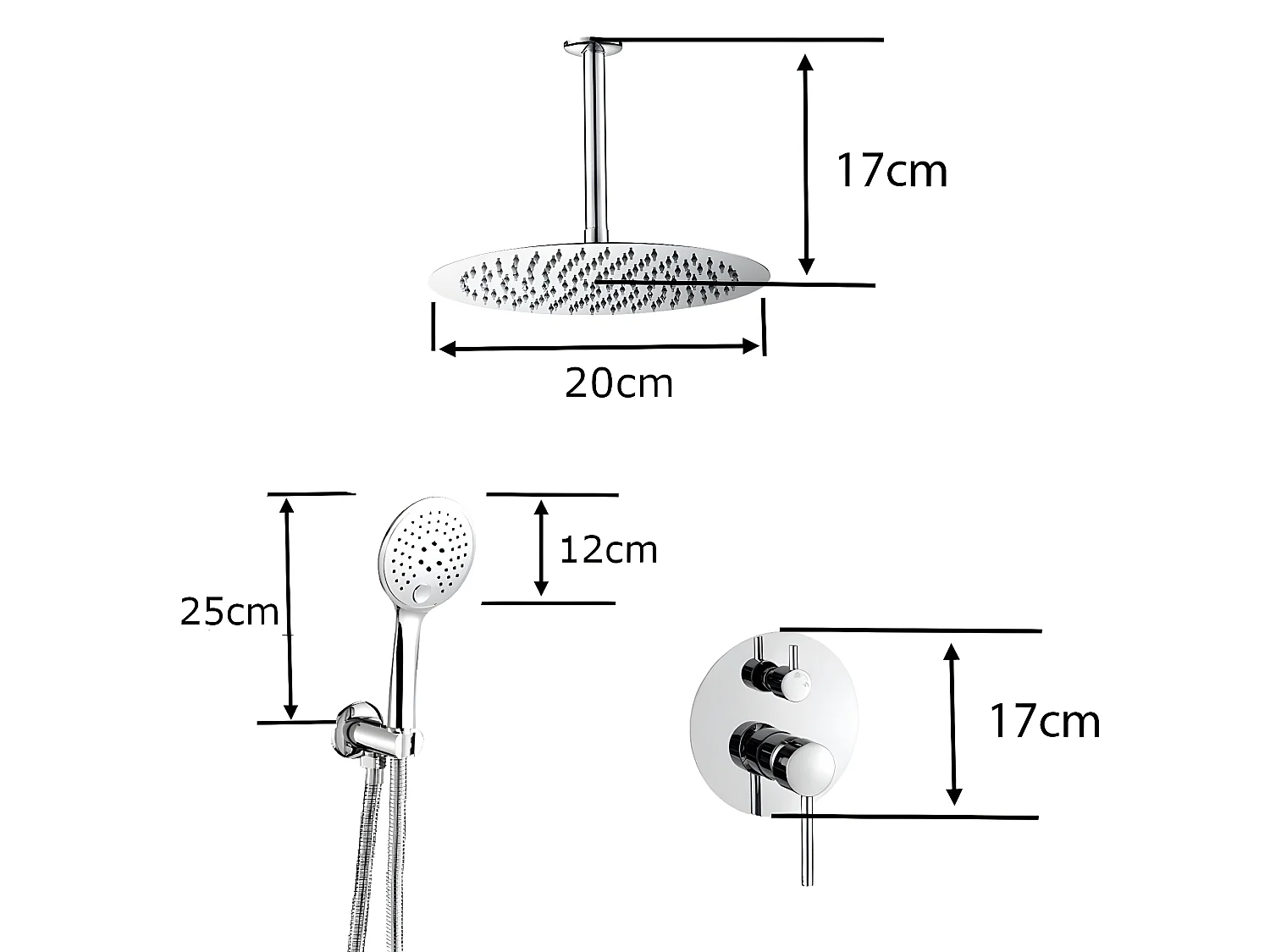 Kit de douche à encastrer AVA noir mat