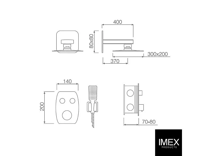 Kit de douche thermostatique encastré HIDRA chromé
