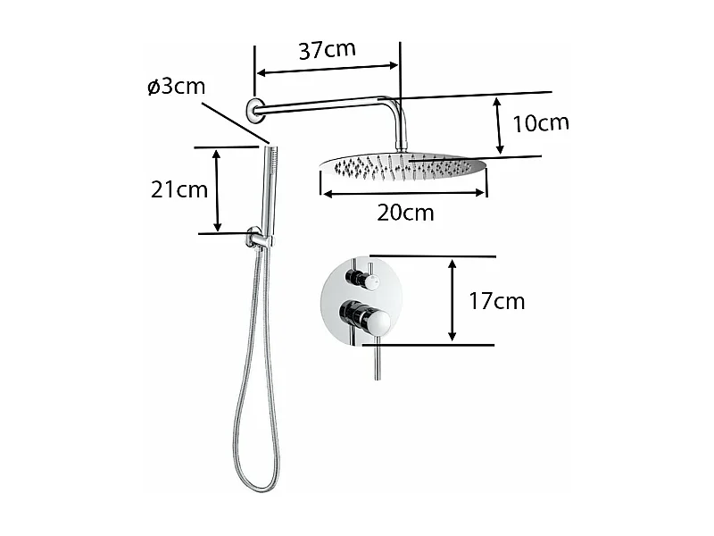 Kit de douche à encastrer TIKO acier brossé
