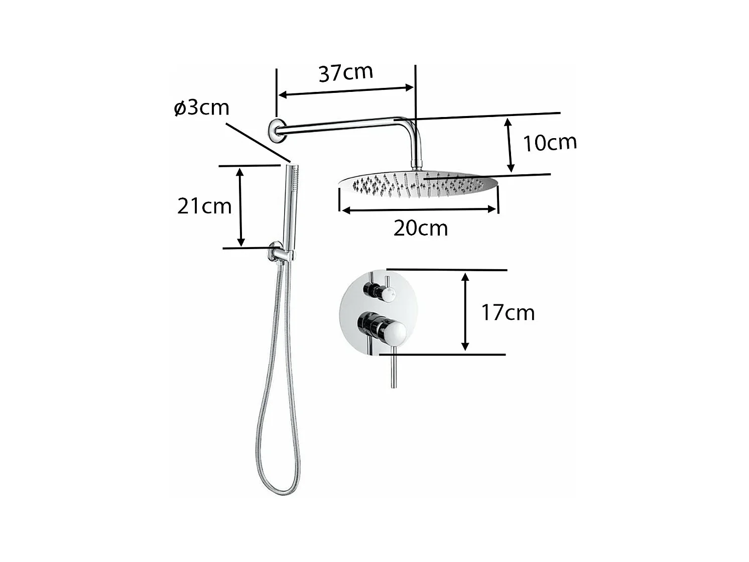 Kit de douche à encastrer TIKO acier brossé