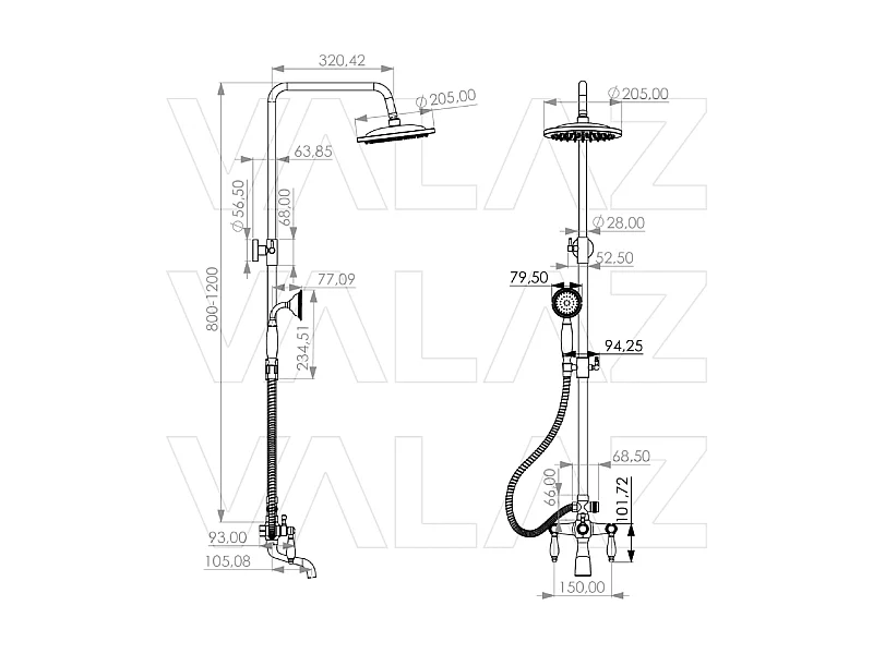 Colonne baindouche rétro FLORINA or ancien