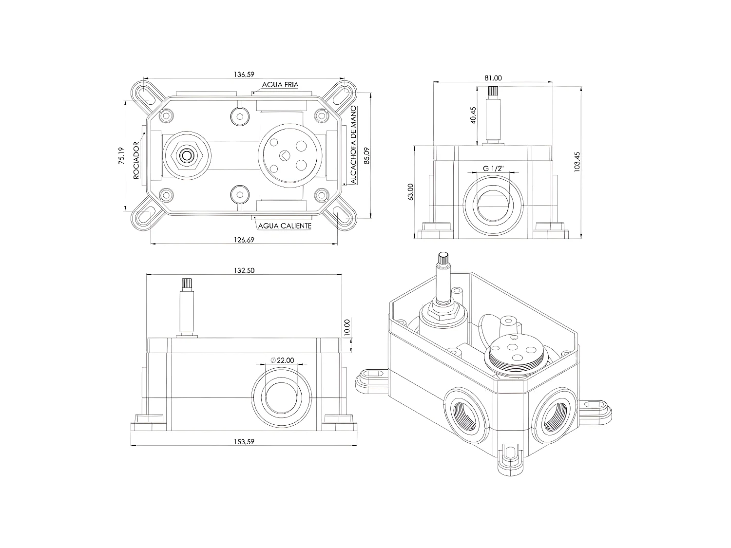 Kit de douche à encastrer ASTRO chromé