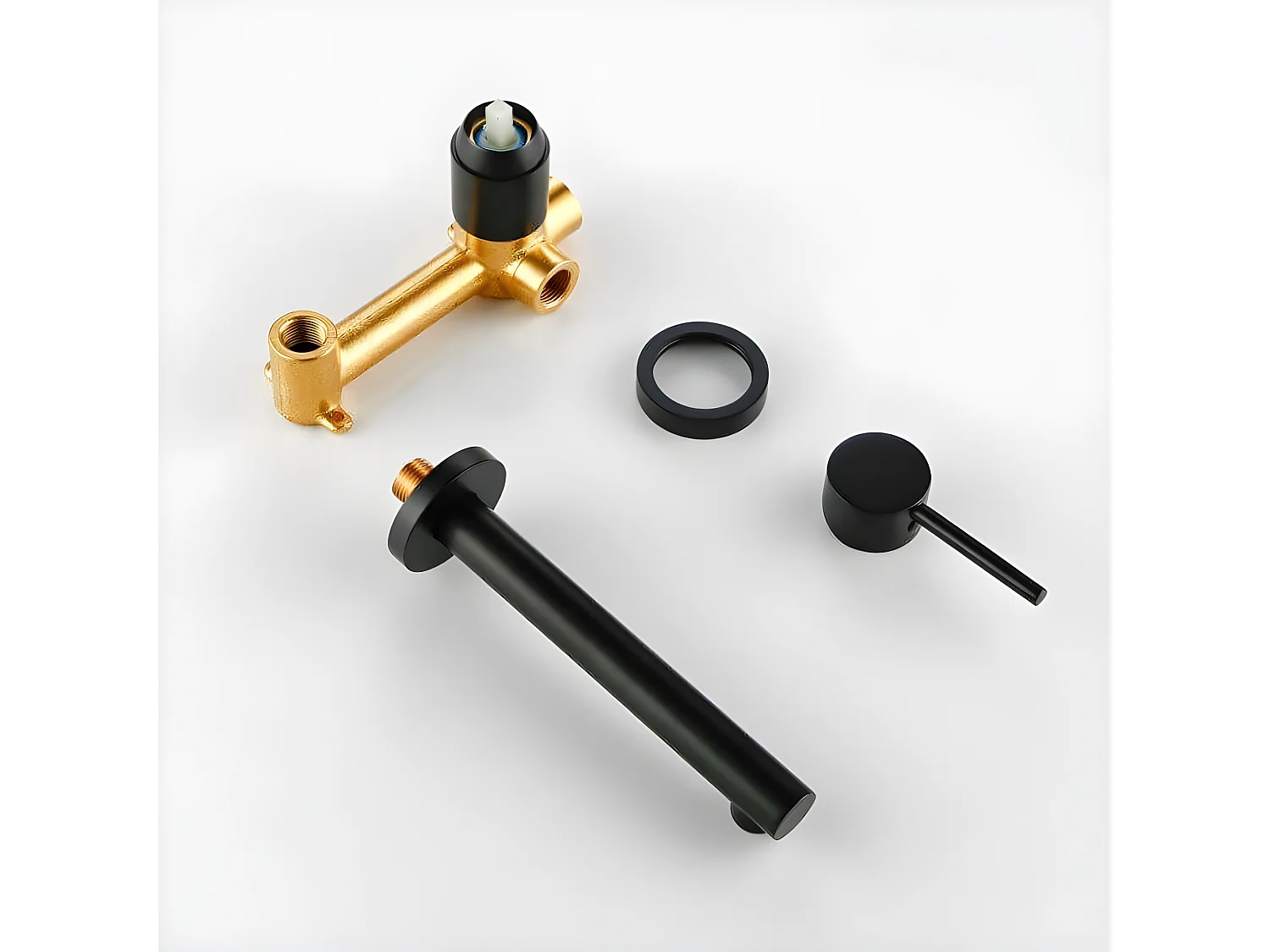 Robinet mitigeur mural encastré 2 trous KAVALA noir mat