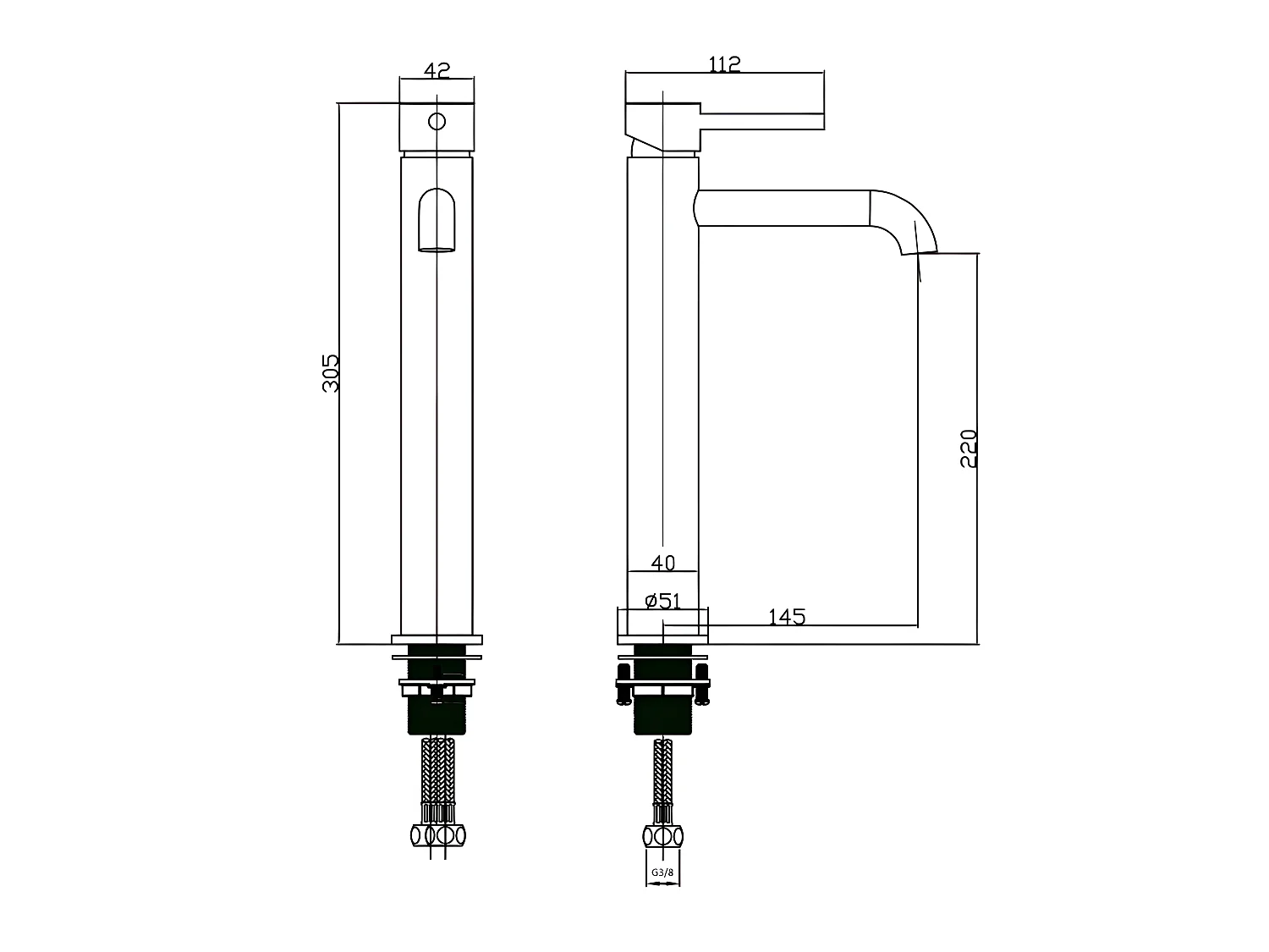 Robinet mitigeur lavabo réhaussé PICO noir mat