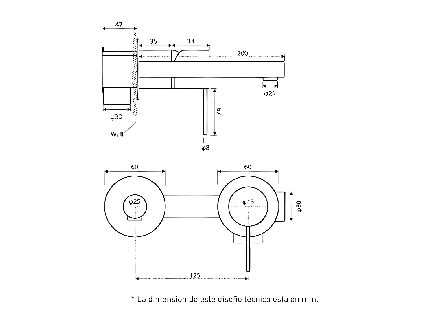 Grifo monomando lavabo empotrado KAVALA acero cepillado