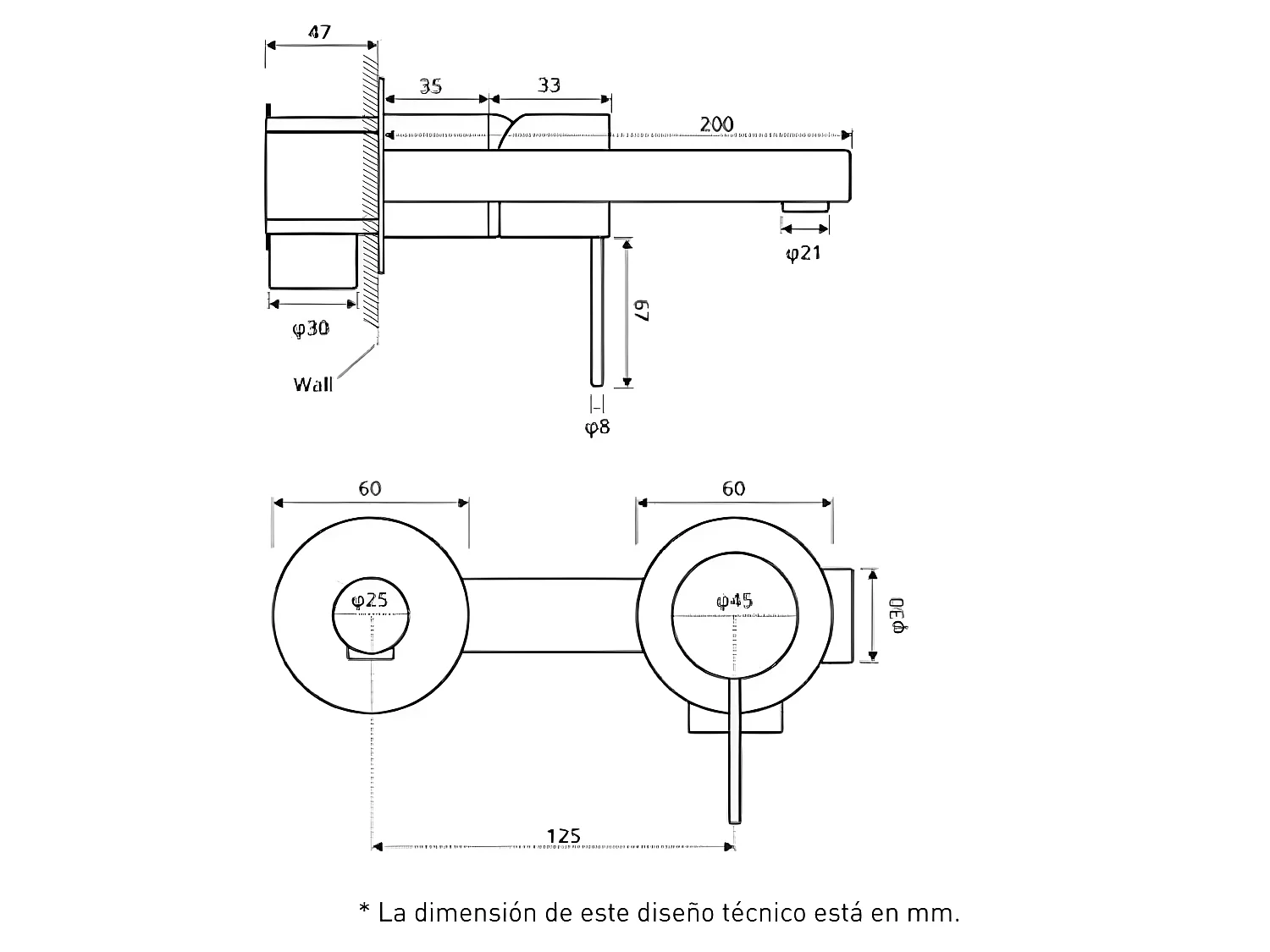 Grifo monomando lavabo empotrado KAVALA acero cepillado