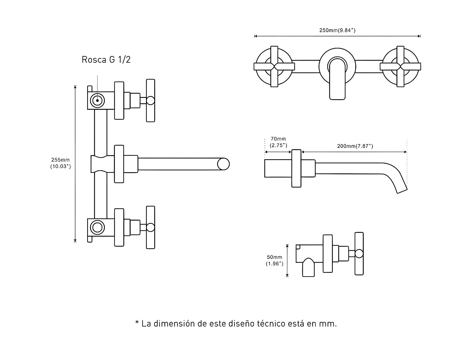 Grifo bimando lavabo empotrado CARBINI cromado
