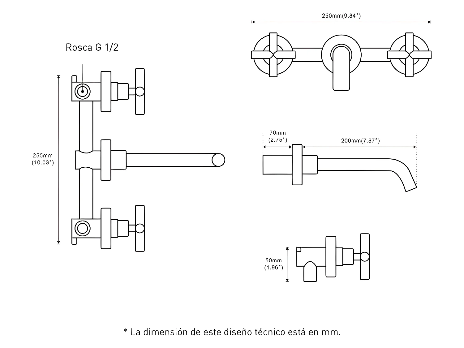 Mélangeur lavabo mural à encastrer REGINA chromé