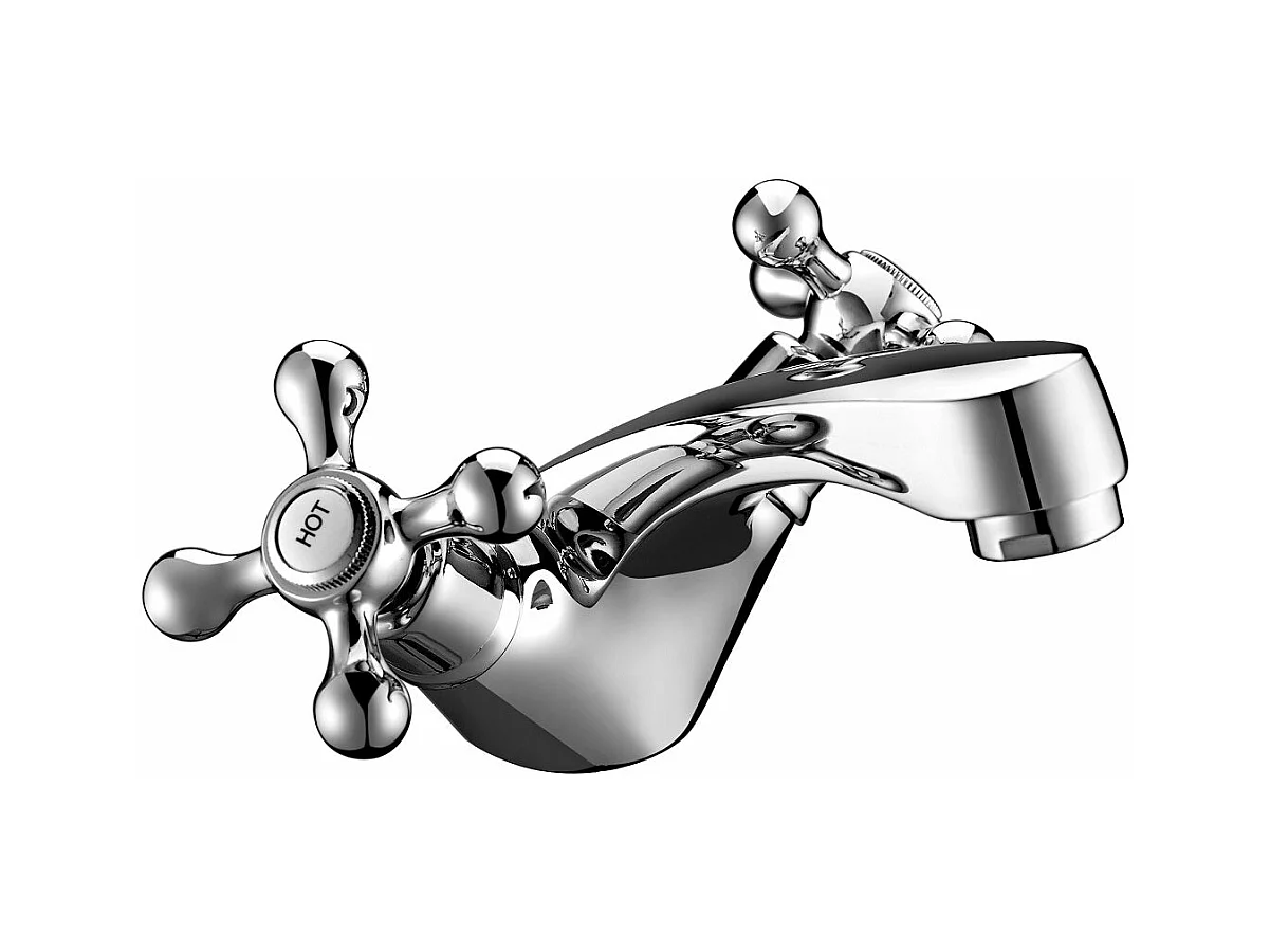 Robinet mélangeur lavabo rétro ETHEL avec manettes croisillons