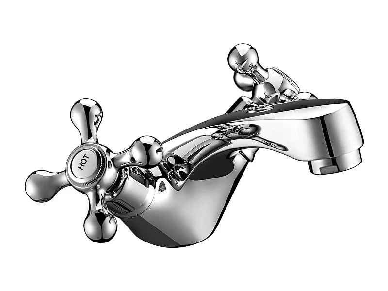 Robinet mélangeur lavabo rétro ETHEL avec manettes croisillons