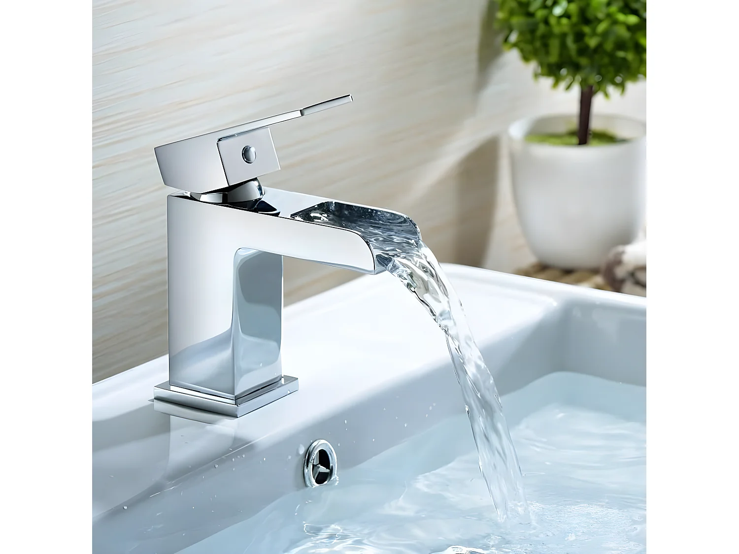 Grifo monomando para lavabo cascada TANO Cromado