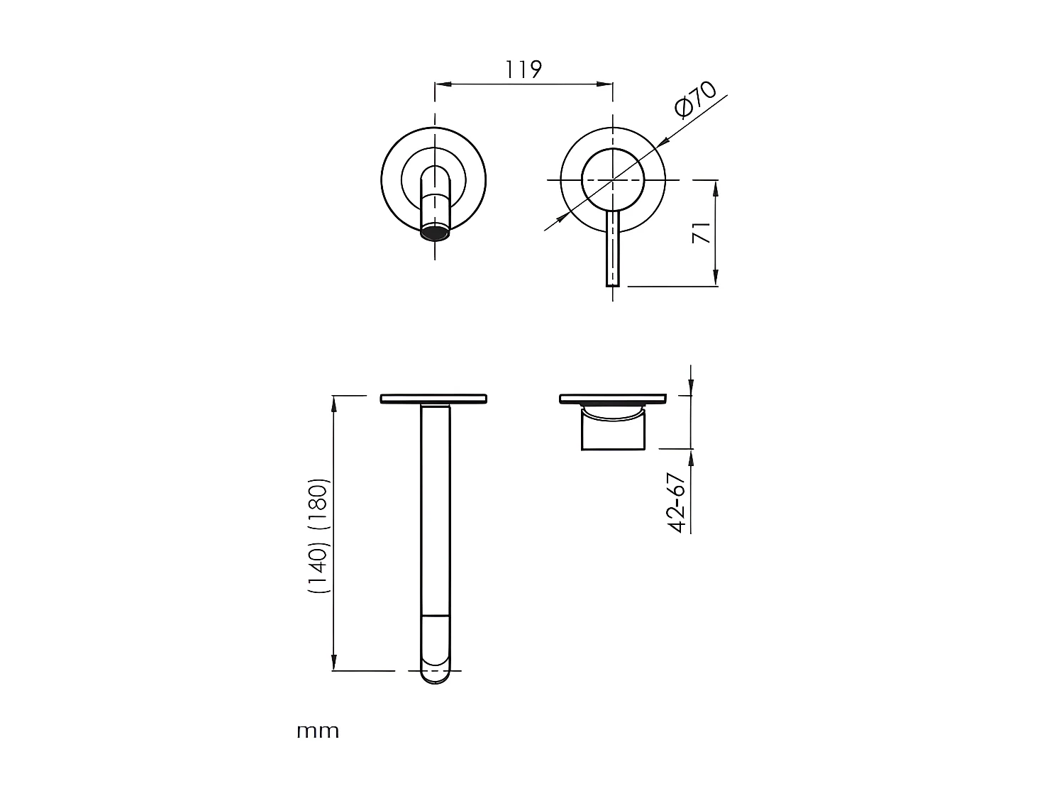 Robinet mitigeur mural LOOP 14 cm Chrome