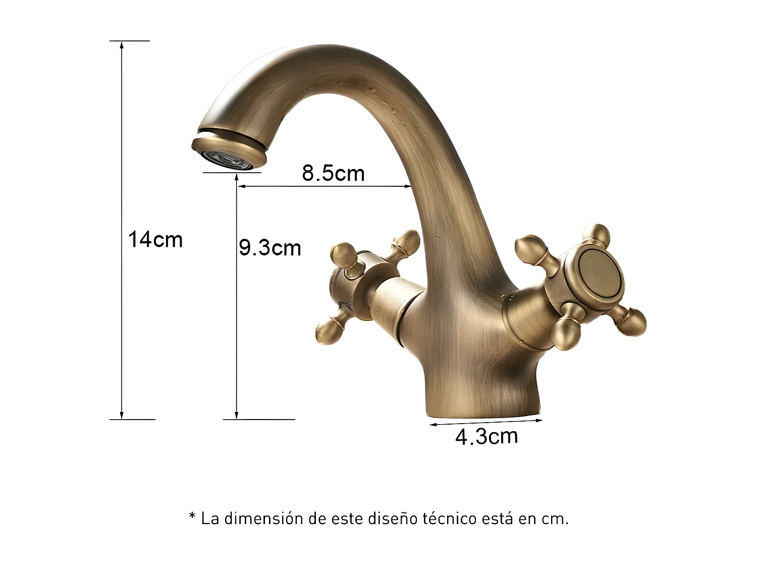 Mélangeur lavabo rétro AGNES or ancien