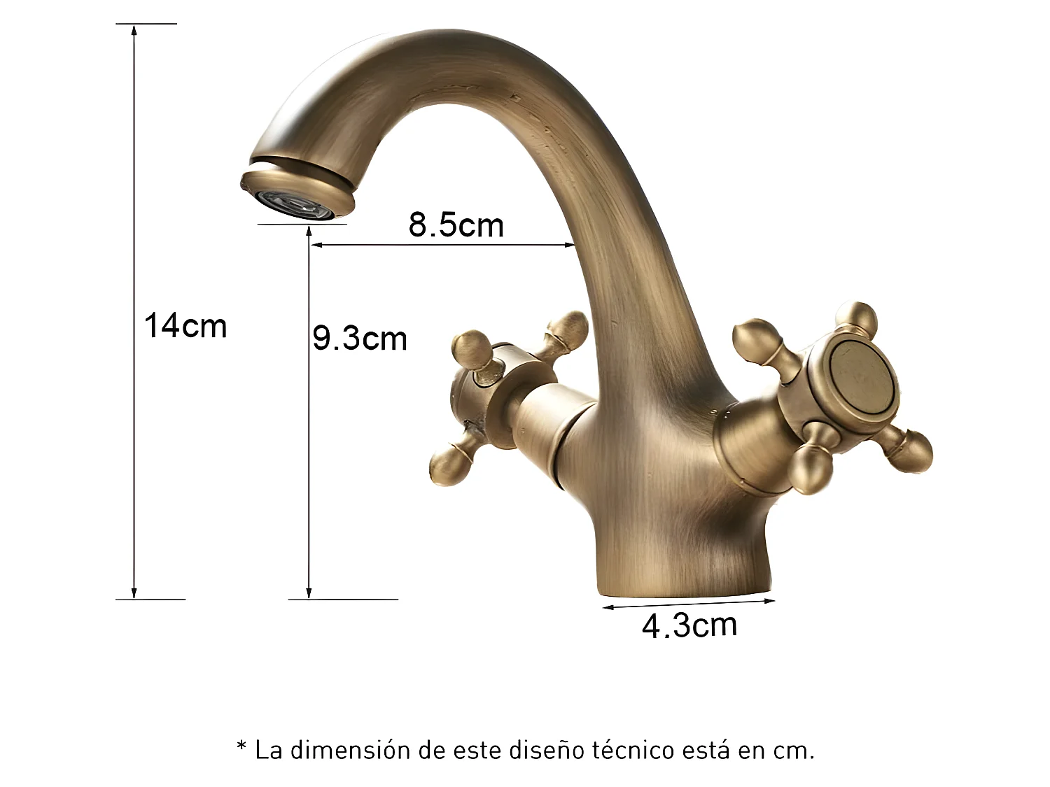 Mélangeur lavabo rétro AGNES or ancien