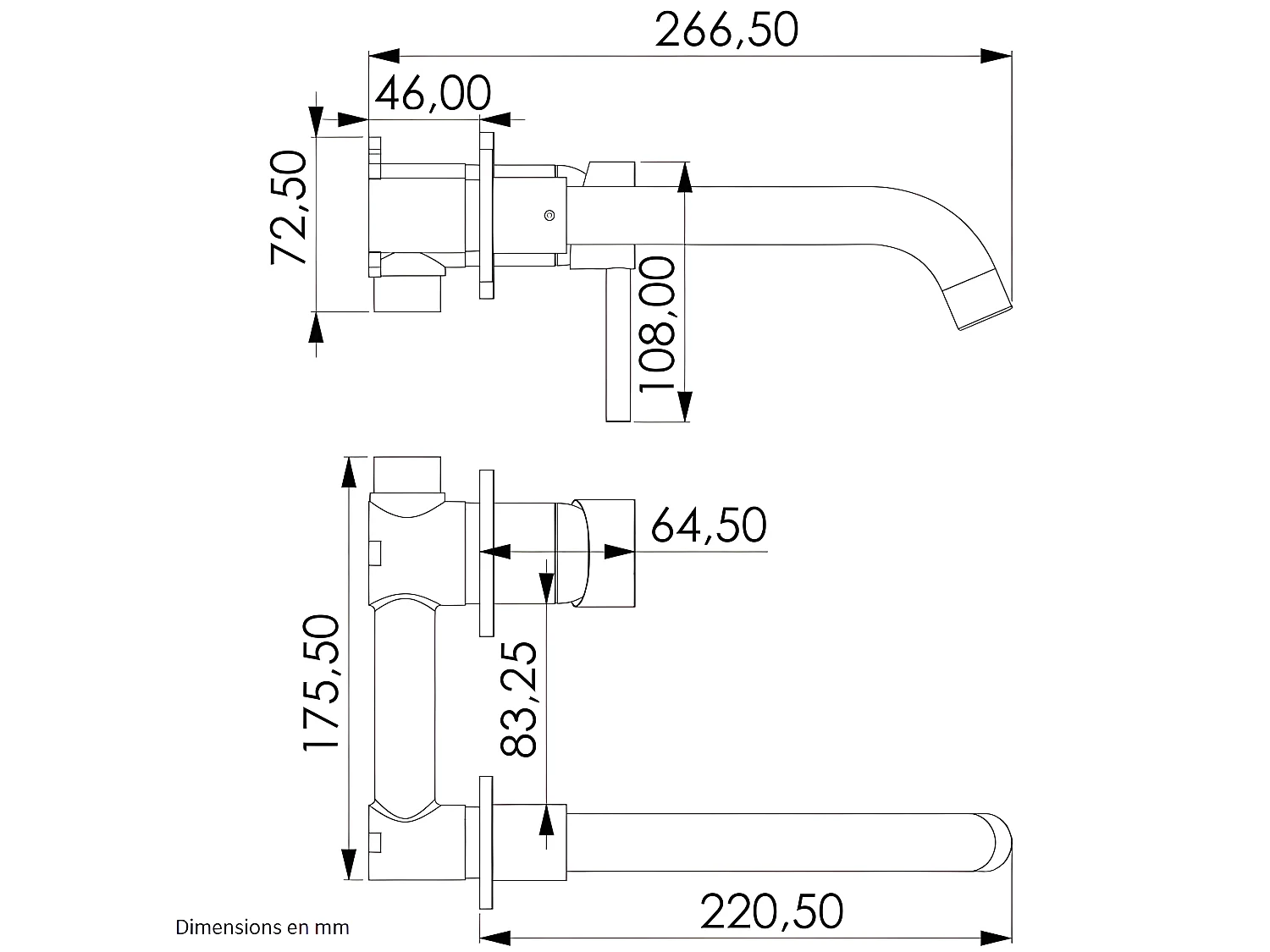 Mitigeur lavabo mural à encastrer BRAMPTON acier brossé