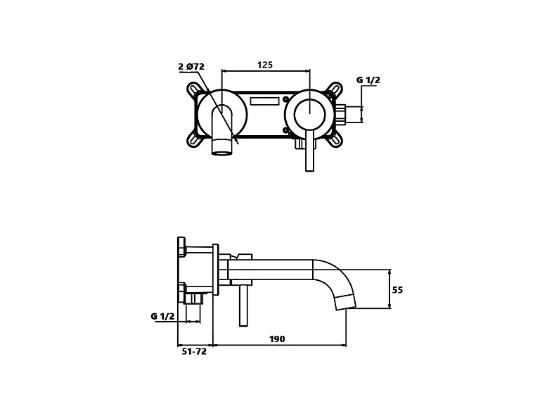 Grifo monomando de pared PIZO Cromado