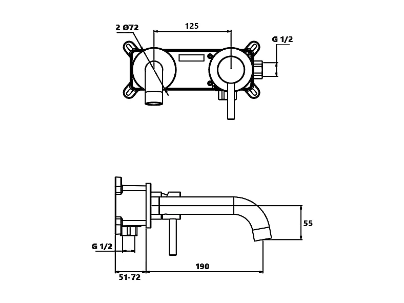 Einhebelmischer für die Wand PIZO chrom