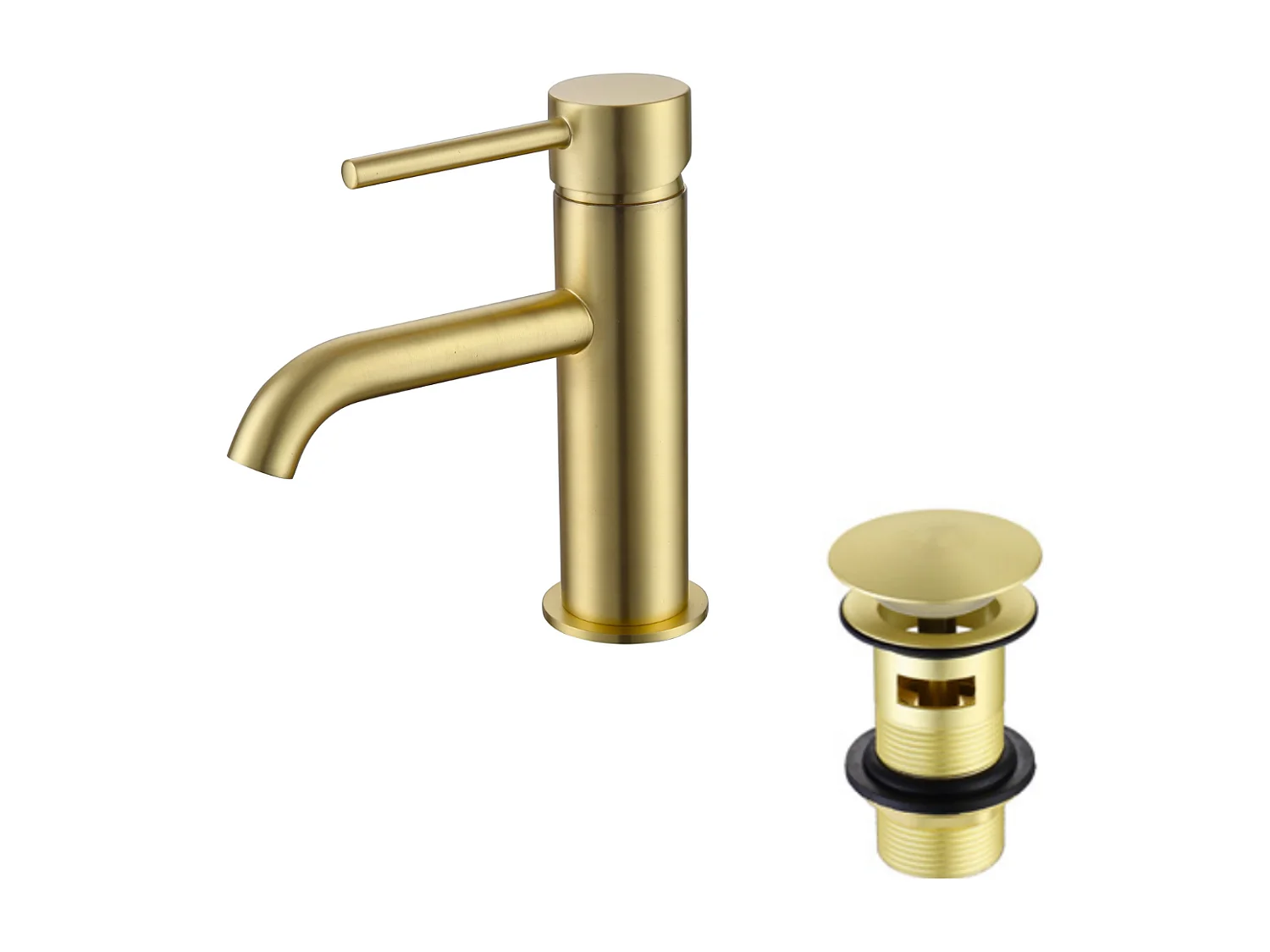 Grifo lavabo monomando PICO dorado con válvula de desagüe