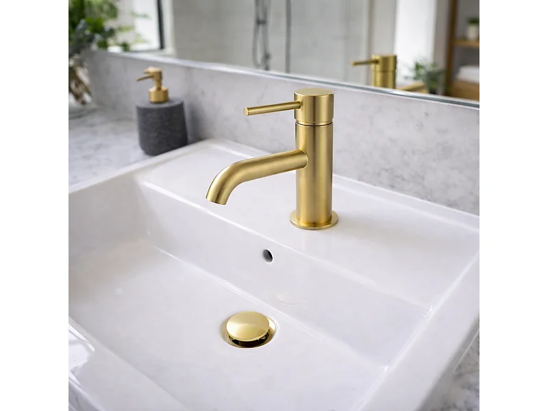 Robinet mitigeur lavabo PICO or brossé