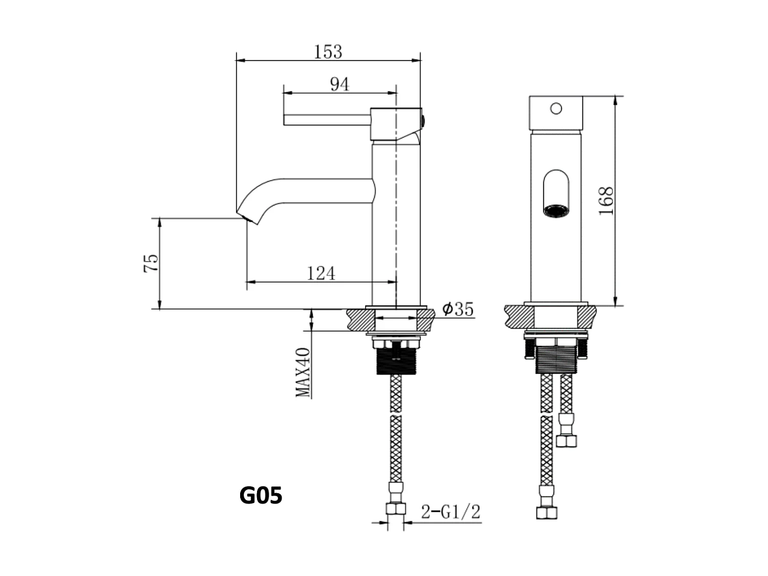 Robinet mitigeur lavabo PICO noir mat