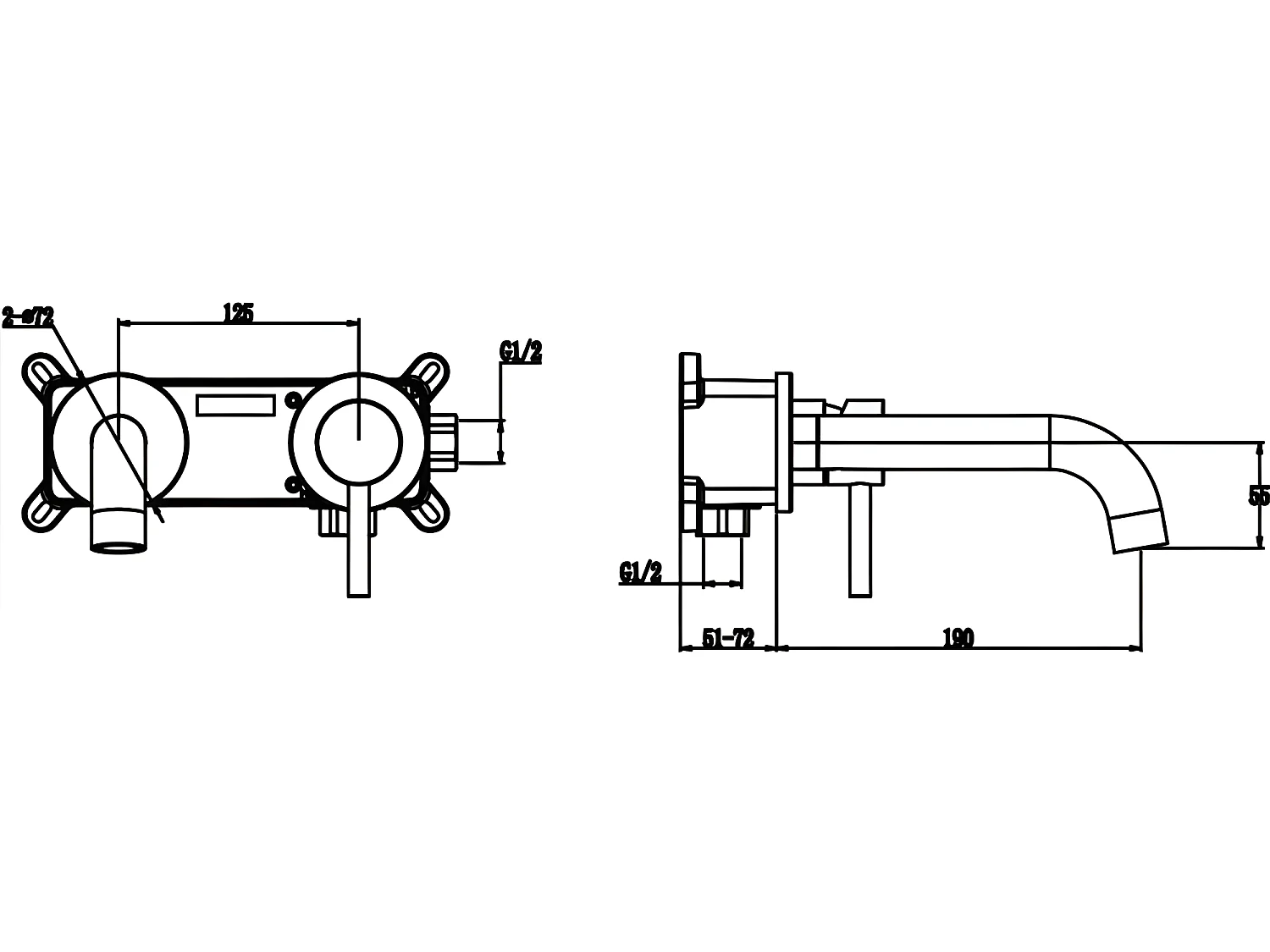Einhebelmischer für die Wand PIZO mattschwarz