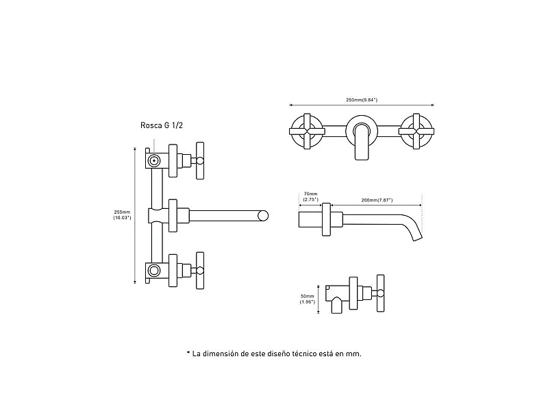 Grifo bimando lavabo empotrado CARBINI negro mate