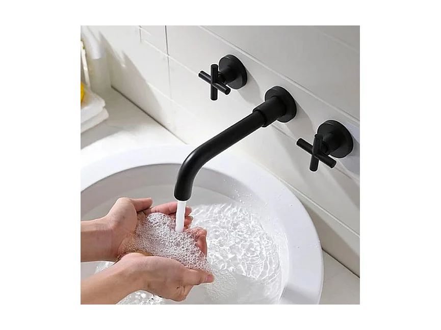 Grifo bimando lavabo empotrado CARBINI negro mate