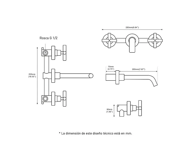 Grifo bimando lavabo empotrado CARBINI negro mate
