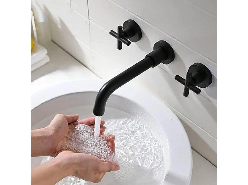 Grifo bimando lavabo empotrado CARBINI negro mate