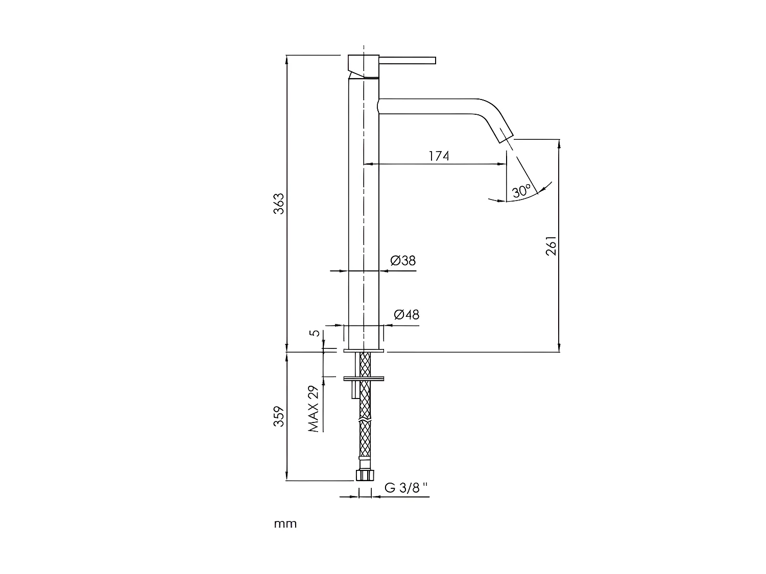 Robinet mitigeur lavabo rehaussé LOOP  Chrome