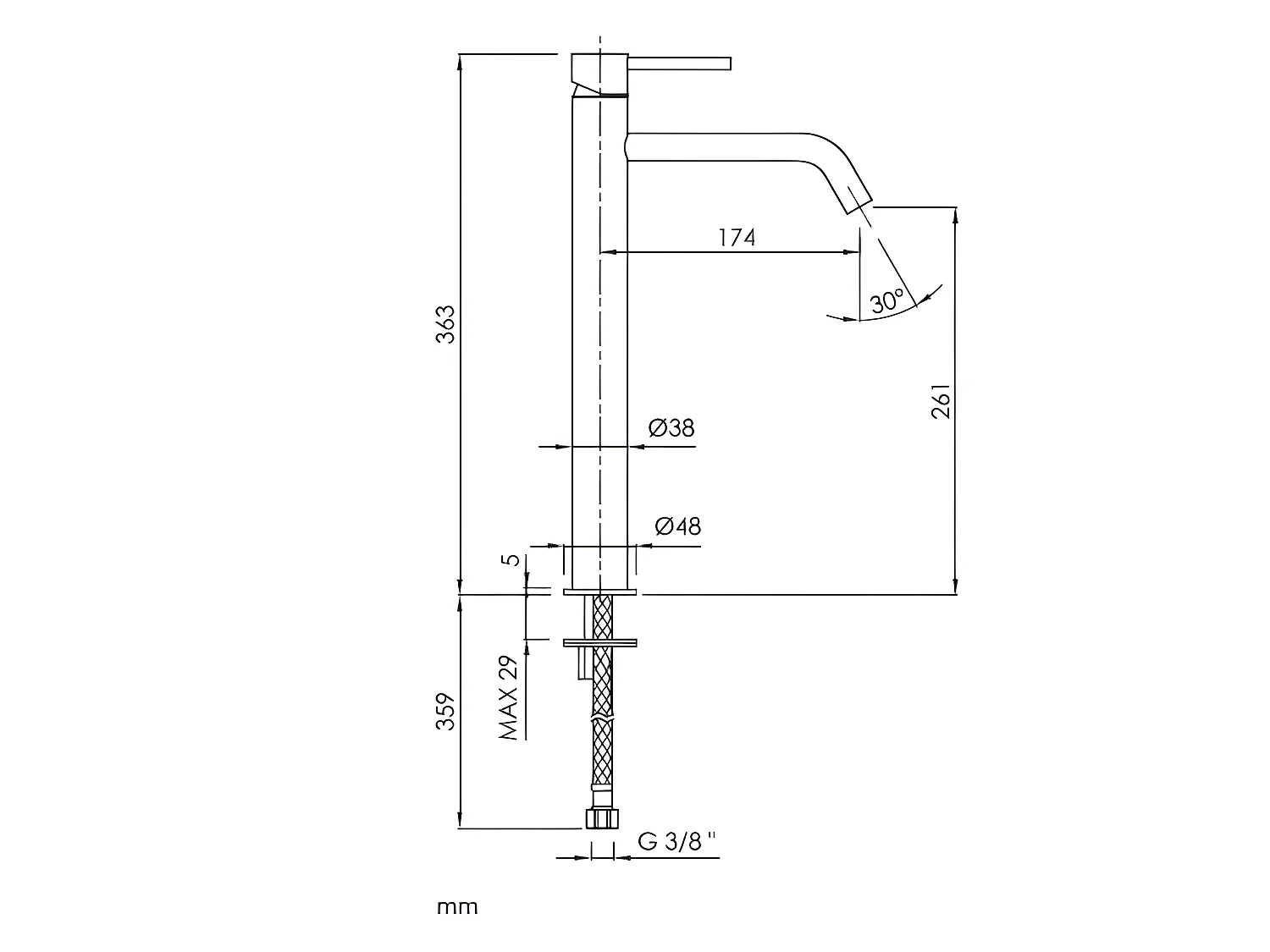 Robinet mitigeur lavabo rehaussé LOOP  Chrome