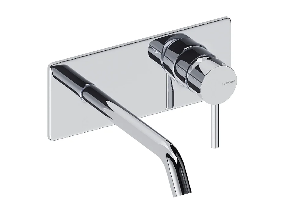 Robinet mitigeur mural avec plaque LOOP 18 cm Chrome