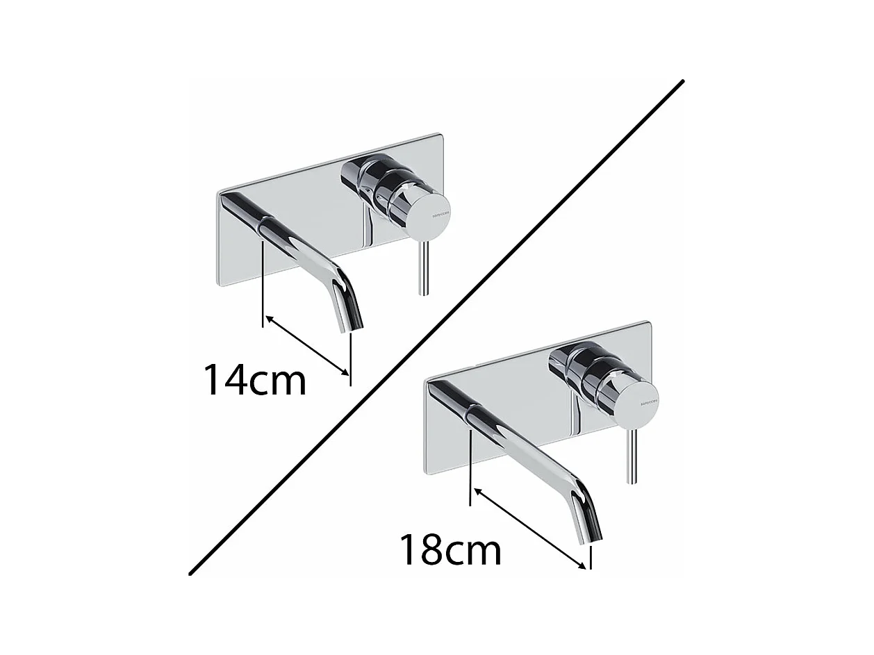 Robinet mitigeur mural avec plaque LOOP 18 cm Chrome