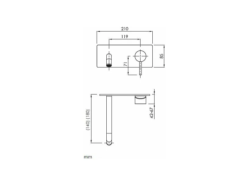 Robinet mitigeur mural avec plaque LOOP 18 cm Chrome