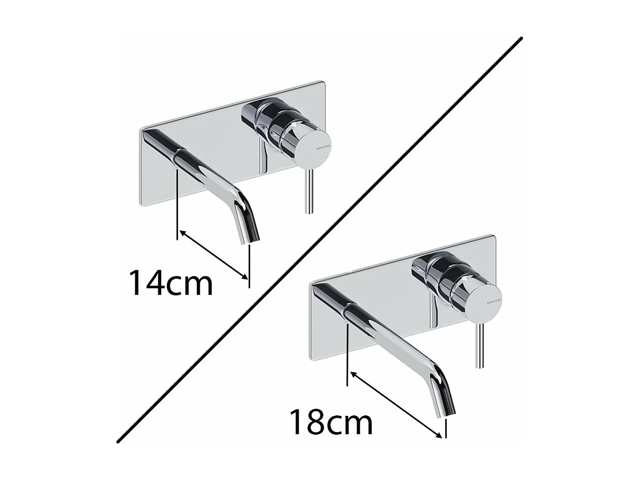 Grifo monomando mural con placa LOOP en 6 colores  18 cm