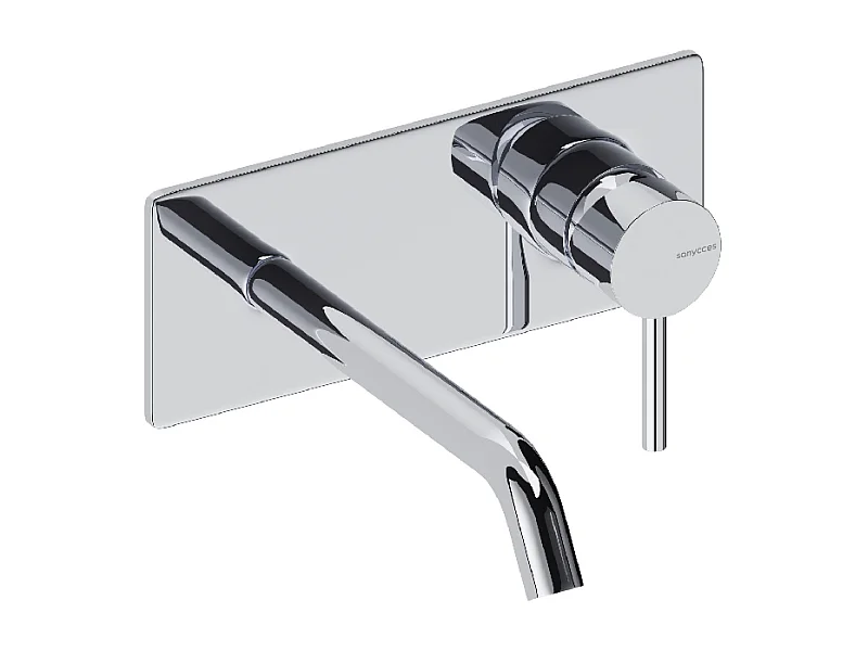 Robinet mitigeur mural avec plaque LOOP 18 cm Chrome