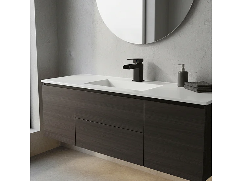 Einhebelmischer Wasserfall für Aufsatzwaschbecken TANO mattschwarz