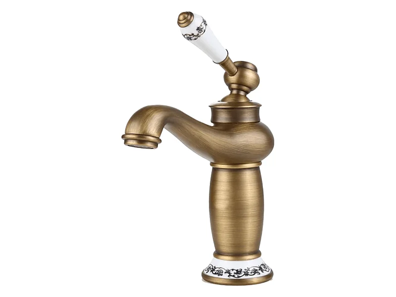 Grifo lavabo monomando retro FLORINA dorado envejecido