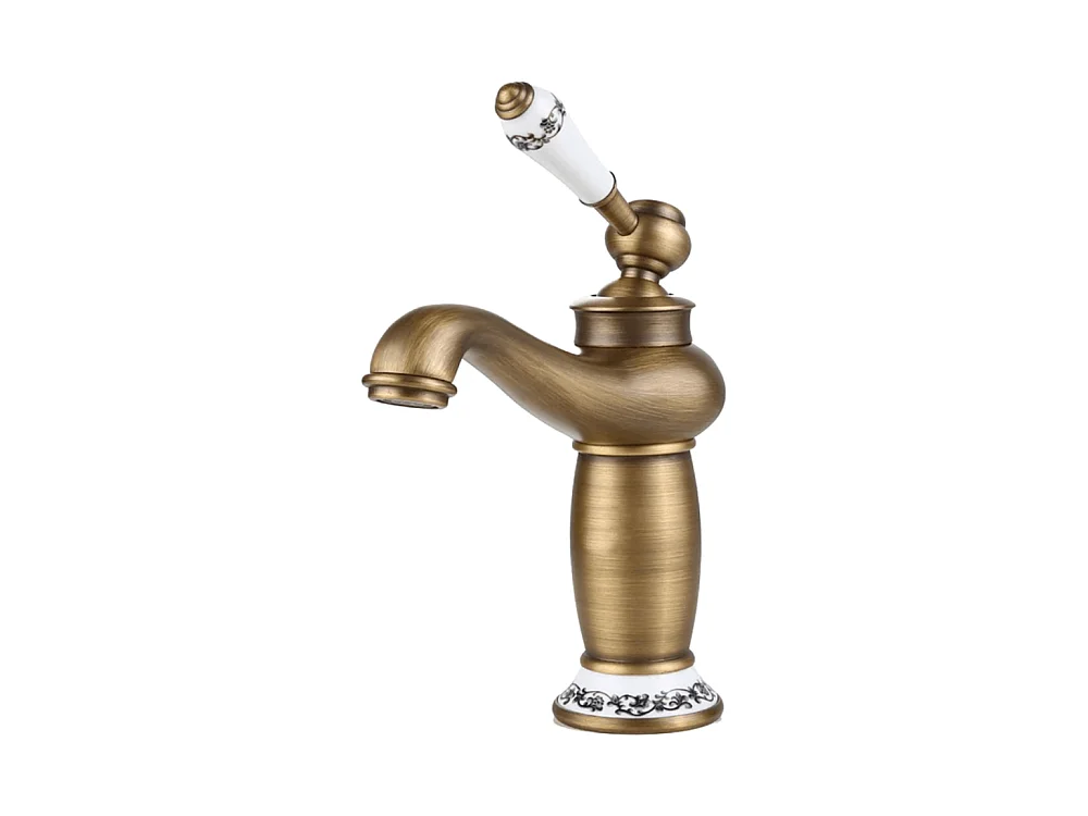 Grifo lavabo monomando retro FLORINA dorado envejecido