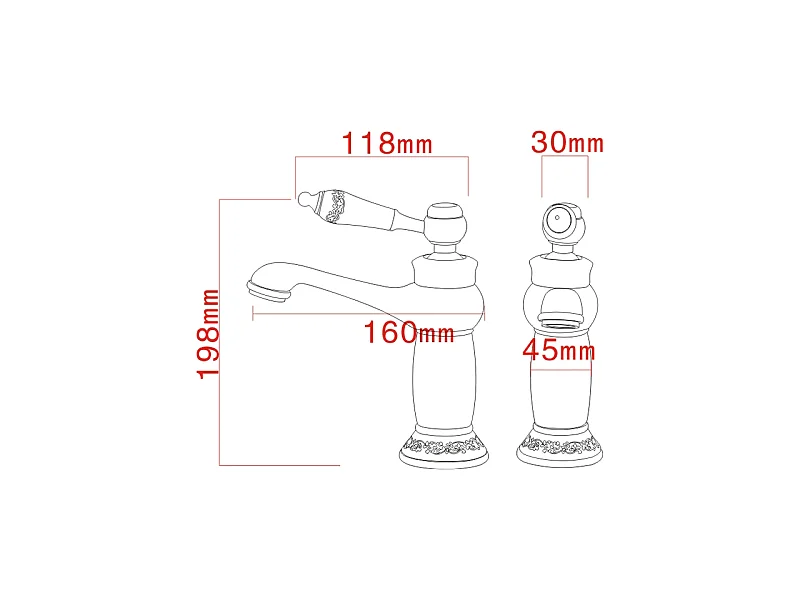 Grifo lavabo monomando retro FLORINA dorado envejecido