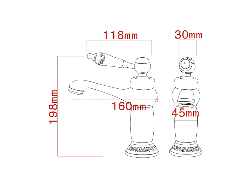 Grifo lavabo monomando retro FLORINA dorado envejecido