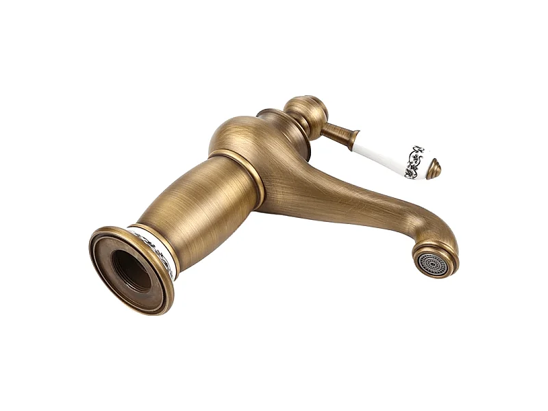 Grifo lavabo monomando retro FLORINA dorado envejecido